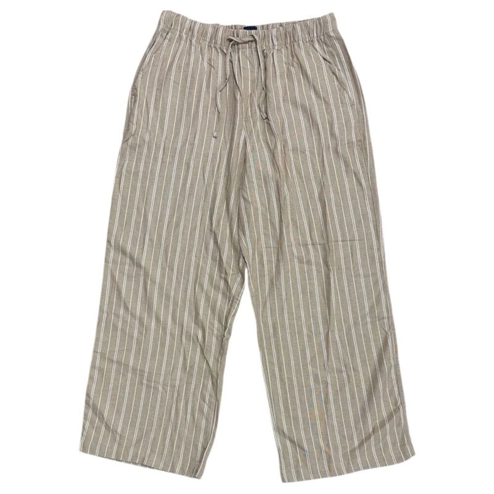 Gap Women's Lightweight Relaxed Fit Wide Leg Linen Blend Pull-On Pant - Khaki